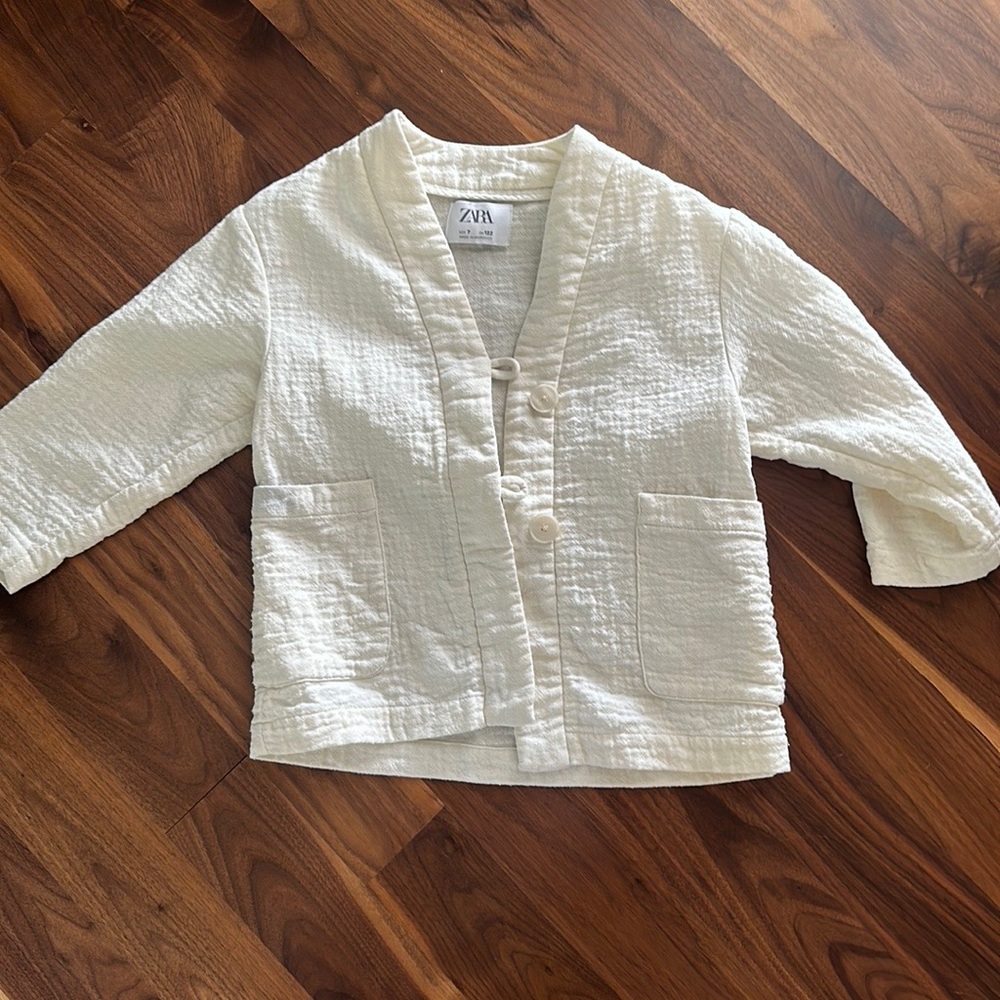 Girls Zara ecru linen jacket